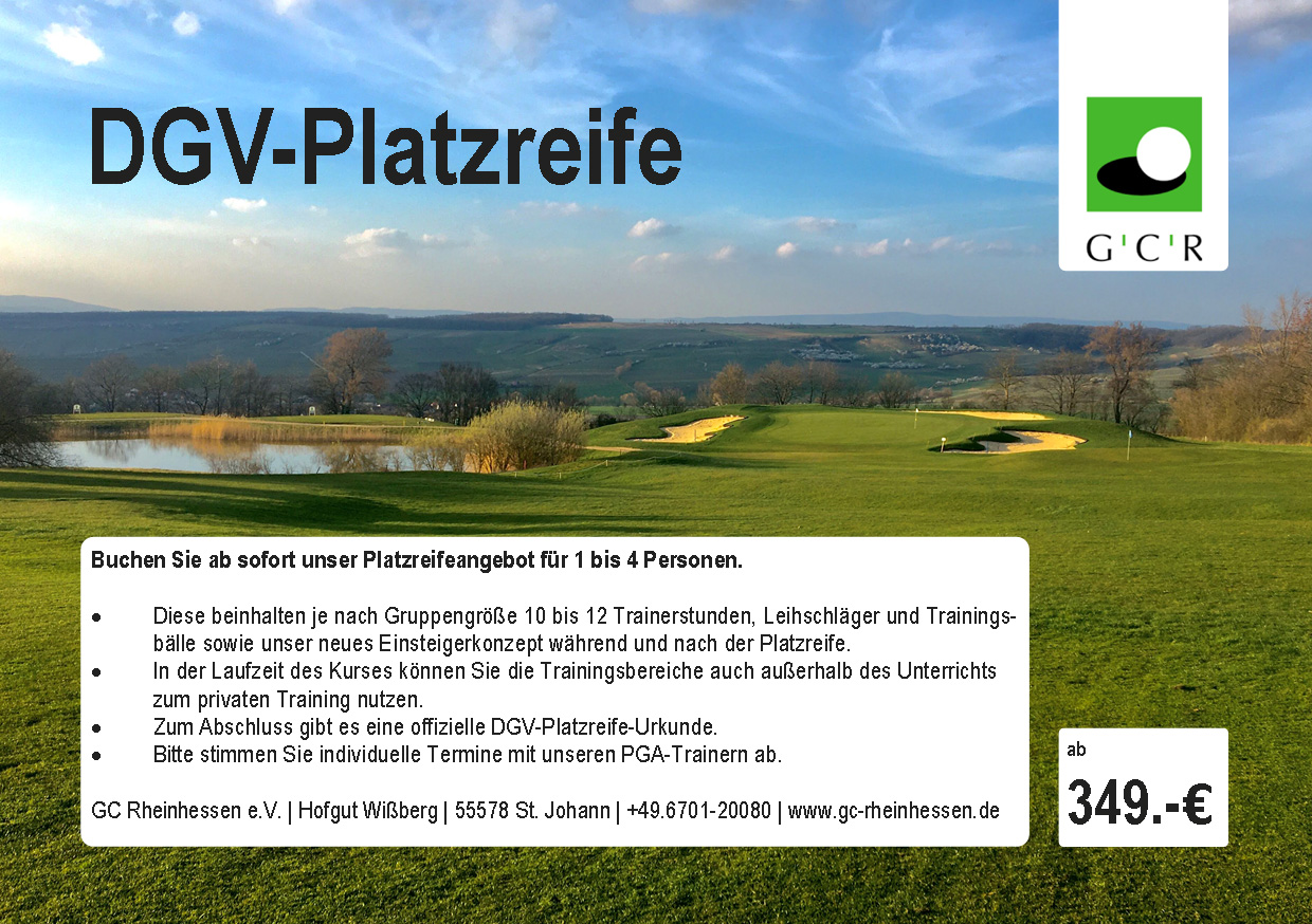 Golfclub Rheinhessen: Angebote Herbst 2022, Platzreife